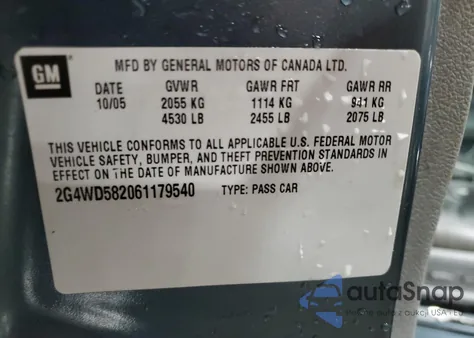 2006 Buick Lacrosse Cxl из США, поврежденный, VIN 2G4WD582061179540